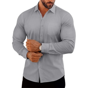 image:imageCOOFANDY Mens Muscle Fit Dress Shirts Casual Button Down Long SleeveLight Grey