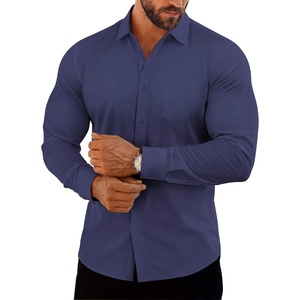 image:imageCOOFANDY Mens Muscle Fit Dress Shirts Casual Button Down Long SleeveNavy Blue