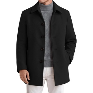 image:imageCOOFANDY Mens Pea Coat Slim Fit Winter Overcoat Mid Length Trench CoatBlack