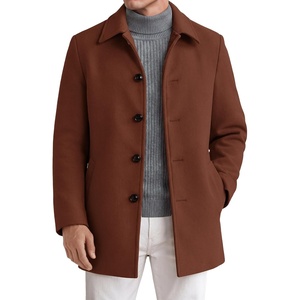 image:imageCOOFANDY Mens Pea Coat Slim Fit Winter Overcoat Mid Length Trench CoatBrown