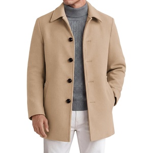 image:imageCOOFANDY Mens Pea Coat Slim Fit Winter Overcoat Mid Length Trench CoatKhaki