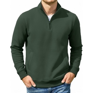 image:imageCOOFANDY Mens Quarter Zip Pullover Casual Cotton FleeceLined SweatshirtArmy Green
