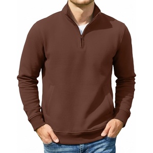 image:imageCOOFANDY Mens Quarter Zip Pullover Casual Cotton FleeceLined SweatshirtBrown