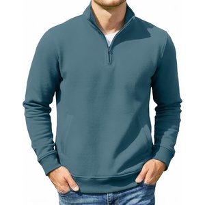 image:imageCOOFANDY Mens Quarter Zip Pullover Casual Cotton FleeceLined SweatshirtDark Blue