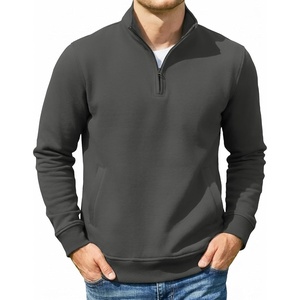 image:imageCOOFANDY Mens Quarter Zip Pullover Casual Cotton FleeceLined SweatshirtDrak Grey