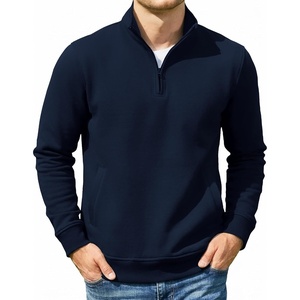 image:imageCOOFANDY Mens Quarter Zip Pullover Casual Cotton FleeceLined SweatshirtNavy Blue