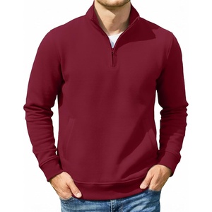 image:imageCOOFANDY Mens Quarter Zip Pullover Casual Cotton FleeceLined SweatshirtWine Red