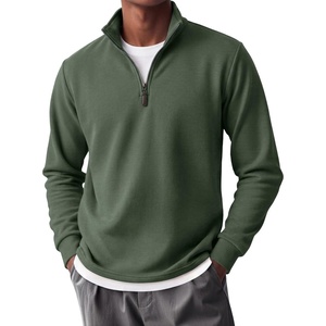 image:imageCOOFANDY Mens Quarter Zip Pullover FleeceLined Mock Neck Sweatshirt CasualArmy Green