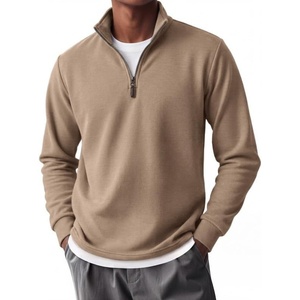 image:imageCOOFANDY Mens Quarter Zip Pullover FleeceLined Mock Neck Sweatshirt CasualKhaki