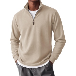 image:imageCOOFANDY Mens Quarter Zip Pullover FleeceLined Mock Neck Sweatshirt CasualLight Khaki
