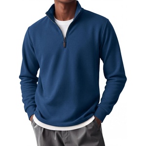 image:imageCOOFANDY Mens Quarter Zip Pullover FleeceLined Mock Neck Sweatshirt CasualNavy Blue