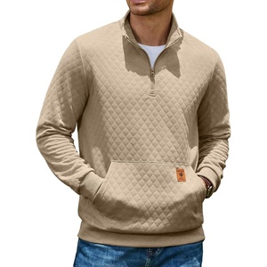 image:imageCOOFANDY Mens Quarter Zip Pullover Long Sleeve Sweatshirt Kangaroo PocketAll Khaki