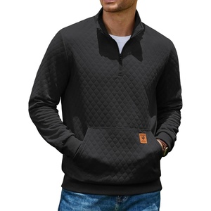 image:imageCOOFANDY Mens Quarter Zip Pullover Long Sleeve Sweatshirt Kangaroo PocketBlack