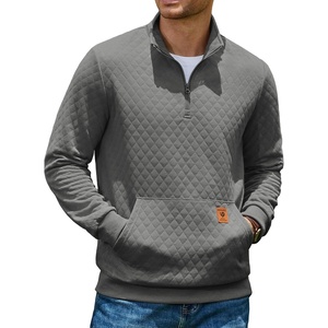 image:imageCOOFANDY Mens Quarter Zip Pullover Long Sleeve Sweatshirt Kangaroo PocketDark Gray