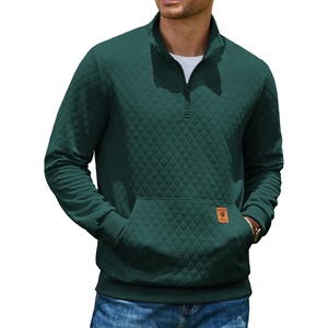 image:imageCOOFANDY Mens Quarter Zip Pullover Long Sleeve Sweatshirt Kangaroo PocketGreen
