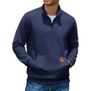 image:imageCOOFANDY Mens Quarter Zip Pullover Long Sleeve Sweatshirt Kangaroo PocketNavy Blue