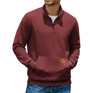 image:imageCOOFANDY Mens Quarter Zip Pullover Long Sleeve Sweatshirt Kangaroo PocketRed