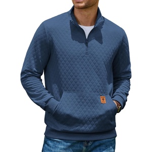 image:imageCOOFANDY Mens Quarter Zip Pullover Long Sleeve Sweatshirt Kangaroo PocketSlate Blue