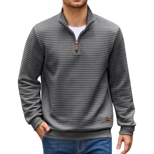 image:imageCOOFANDY Mens Quarter Zip Pullover Sweatshirts 14 Zip Long Sleeve SweaterDark Grey