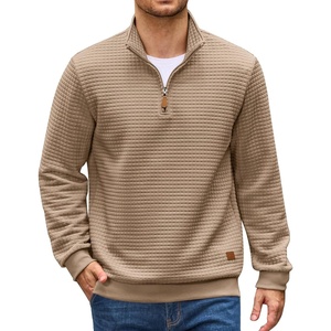 image:imageCOOFANDY Mens Quarter Zip Pullover Sweatshirts 14 Zip Long Sleeve SweaterDark Khaki