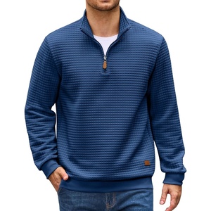 image:imageCOOFANDY Mens Quarter Zip Pullover Sweatshirts 14 Zip Long Sleeve SweaterDenim Blue