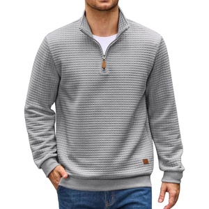 image:imageCOOFANDY Mens Quarter Zip Pullover Sweatshirts 14 Zip Long Sleeve SweaterLight Grey