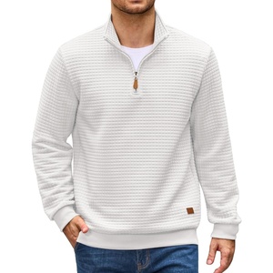 image:imageCOOFANDY Mens Quarter Zip Pullover Sweatshirts 14 Zip Long Sleeve SweaterWhite