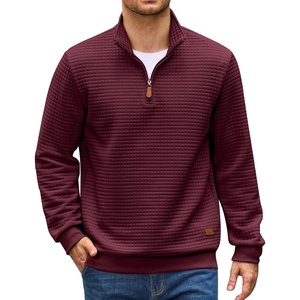 image:imageCOOFANDY Mens Quarter Zip Pullover Sweatshirts 14 Zip Long Sleeve SweaterWine Red