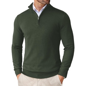 image:imageCOOFANDY Mens Quarter Zip Up Sweaters Slim Fit Lightweight Mock PulloverArmy Green