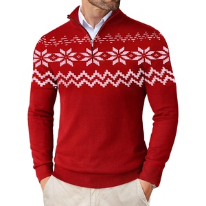 image:imageCOOFANDY Mens Quarter Zip Up Sweaters Slim Fit Lightweight Mock PulloverChristmas Red
