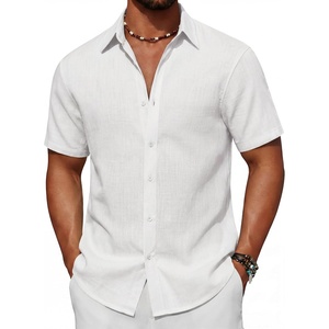 image:imageCOOFANDY Mens Short Sleeve Button Down Shirt Casual Cotton Beach ShirtsAwhite