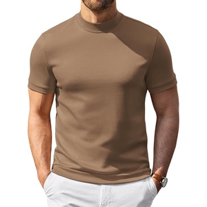 image:imageCOOFANDY Mens Short Sleeve Mock Neck Sweater Casual Slim Fit Basic TopsDark Khaki
