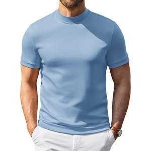 image:imageCOOFANDY Mens Short Sleeve Mock Neck Sweater Casual Slim Fit Basic TopsLight Blue