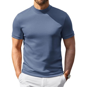 image:imageCOOFANDY Mens Short Sleeve Mock Neck Sweater Casual Slim Fit Basic TopsMisty Blue