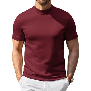 image:imageCOOFANDY Mens Short Sleeve Mock Neck Sweater Casual Slim Fit Basic TopsWine Red