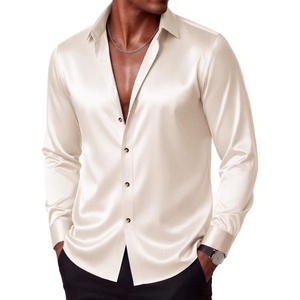 image:imageCOOFANDY Mens Silk Satin Dress Shirts Long Sleeve Shiny Button Down ShirtBeige