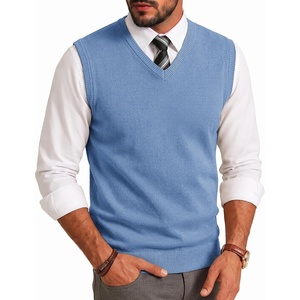 image:imageCOOFANDY Mens Sweater Vest Wool Blended Casual Sleeveless Knit PulloverBlue