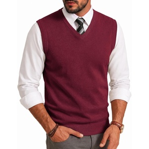 image:imageCOOFANDY Mens Sweater Vest Wool Blended Casual Sleeveless Knit PulloverBurgundy