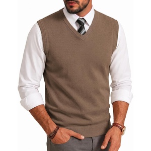 image:imageCOOFANDY Mens Sweater Vest Wool Blended Casual Sleeveless Knit PulloverLight Brown