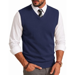 image:imageCOOFANDY Mens Sweater Vest Wool Blended Casual Sleeveless Knit PulloverNavy Blue