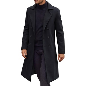 image:imageCOOFANDY Mens Trench Coat Double Breasted Long Pea Coat OvercoatBlack