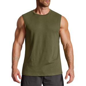 image:imageCOOFANDY Mens Workout Tank Tops Cotton 3 Pack Soft Gym Muscle Shirt Sleeveless Classic T ShirtsArmy Green