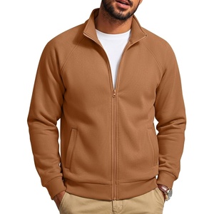 image:imageCOOFANDY Mens Zip Up Fleece Lined Sweatshirts Lightweight Sweater JacketsLight Brown