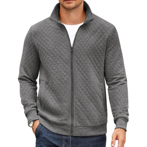image:imageCOOFANDY Mens Zip Up Sweatshirt Quilted Fall Sweater Jackets Casual StylishDark Grey
