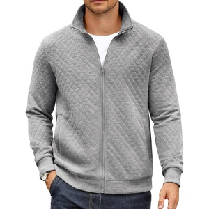image:imageCOOFANDY Mens Zip Up Sweatshirt Quilted Fall Sweater Jackets Casual StylishLight Grey