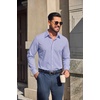 image:imageCOOFANDY Mens Button Down Long Sleeve Plaid Cotton Wrinkle Free Dress ShirtBlue White Gingham