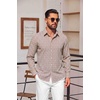 image:imageCOOFANDY Mens Button Down Long Sleeve Plaid Cotton Wrinkle Free Dress ShirtKhaki