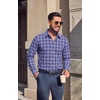 image:imageCOOFANDY Mens Button Down Long Sleeve Plaid Cotton Wrinkle Free Dress ShirtNavy