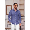 image:imageCOOFANDY Mens Button Down Long Sleeve Plaid Cotton Wrinkle Free Dress ShirtNavy