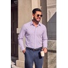 image:imageCOOFANDY Mens Button Down Long Sleeve Plaid Cotton Wrinkle Free Dress ShirtPurple Gingham